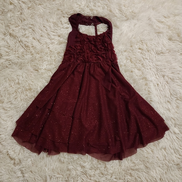 Weissman Girls Maroon Glitter Halter Dress Dance Costume || Large - Picture 7 of 11